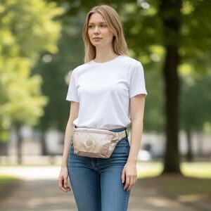 Kipling Rose Gold Metallic Fanny Pack | Adjustable Belt Bag Travel Festival